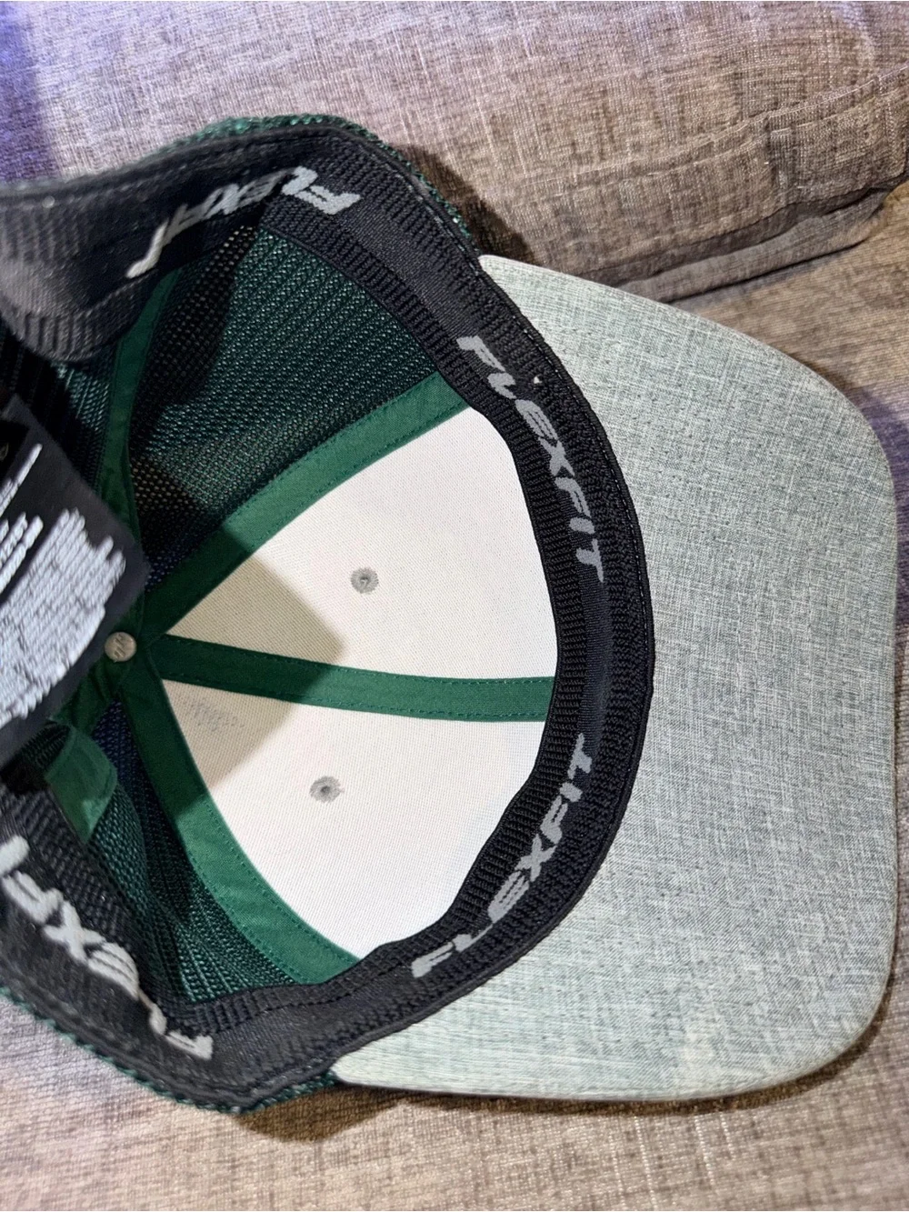 Hurley Flexfit Trucker Hat Heather Gray Green Mesh S/M Stretch Fit Cap